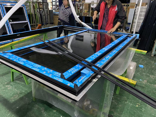 Porte en aluminium Rothnow® - Porte en verre filaire bronze série 16x45