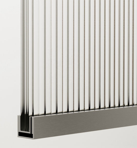 Rothnow® Shower Panel-Fixed Shower Door-Waved Glass With Grey Profile