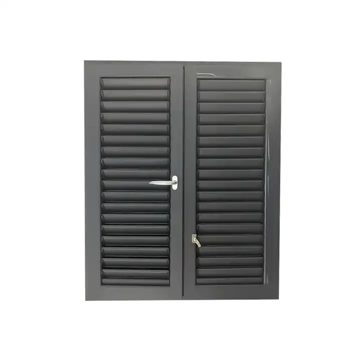 Rothnow® Aluminum Window 50 Series fixed louver window in black, 1000mm W x 1000mm H, with horizontal louvers and sturdy frame