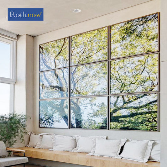 Rothnow® Aluminum Window 50 Series oversized fixed window with black frame, 1000mm wide by 1000mm high, modern and sleek design