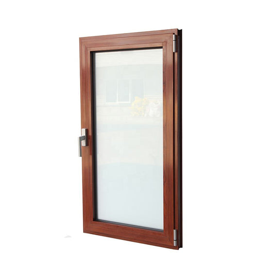Rothnow® Aluminum 50 Series Tilt & Turn Window with wood grain pattern, black frame, 1000mm W x 1000mm H, modern window design