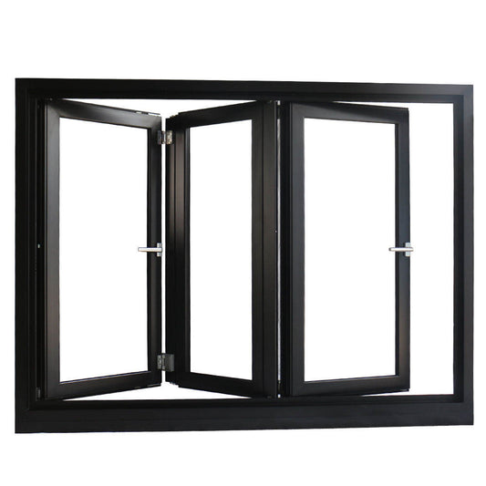 Rothnow® Aluminum Window 75 Series folding window with insulated glass, black frame, 1000mm x 1000mm size, modern design
