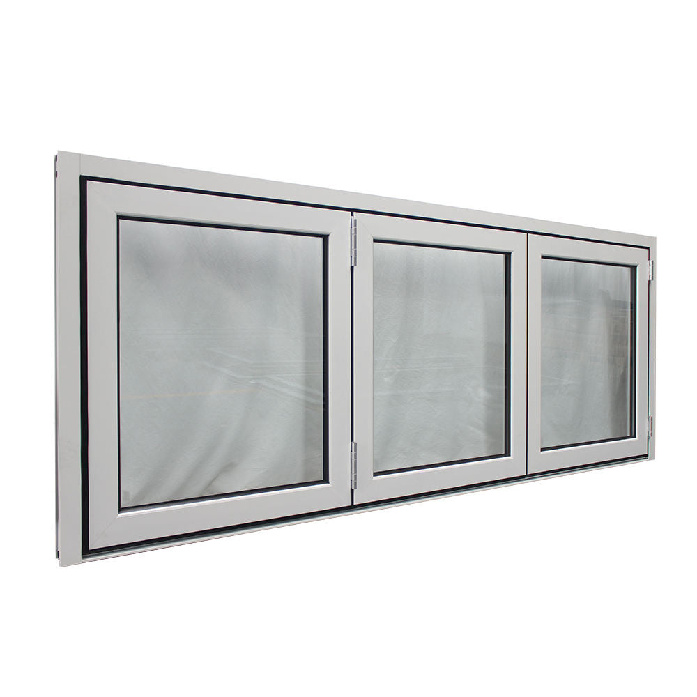 Rothnow® Aluminum Window 75 Series folding window with single glass, black frame, 1000mm W x 1000mm H, showcasing its design.