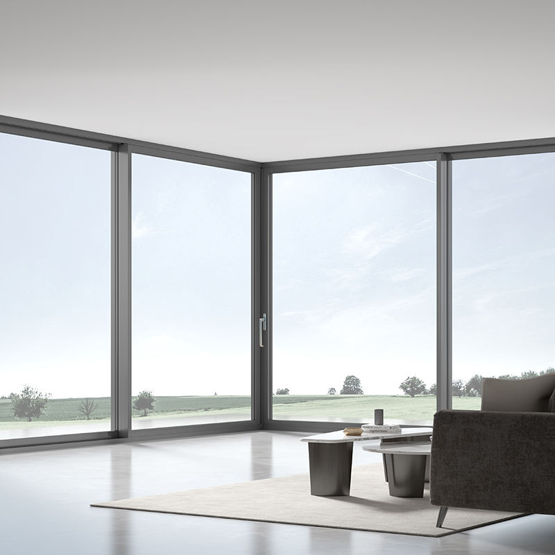 Rothnow Aluminum 120 Series sliding balcony door, 2000mm wide by 2200mm high, with black frame and sleek modern design.