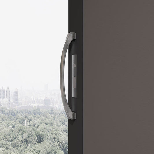 Rothnow® 120 Series single glass aluminum sliding door in black, measuring 2000mm wide by 2200mm high with a 150mm frame.