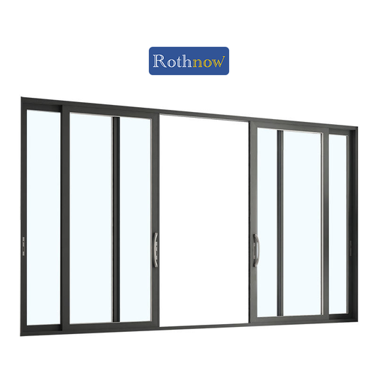 Rothnow® Thermal Break Aluminum Sliding Door in black, 120 Series, with 2000mm width and 2200mm height, featuring sleek aluminum design.