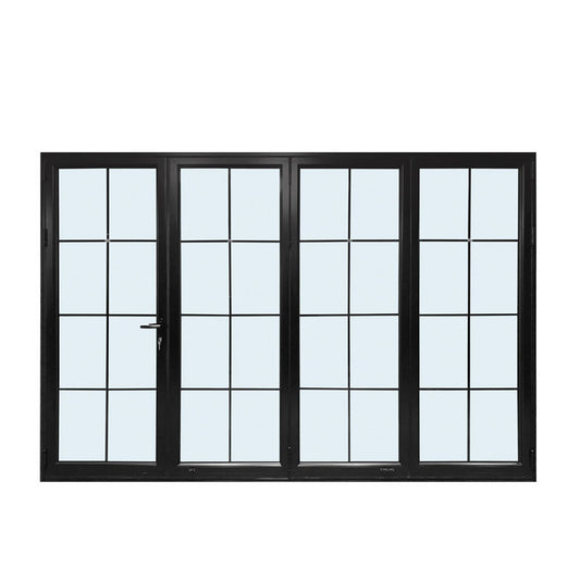 Rothnow Aluminum Door 75 Series French Style Bifold door with black finish, 2400mm wide by 2300mm high, showcasing modern design