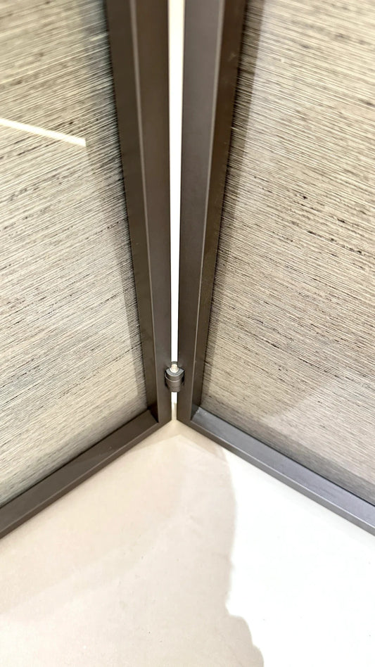 Rothnow® Aluminum 16x45 Series Slim Frame Bi-fold Door with clear glass, white finish, folding design, and slim profile.