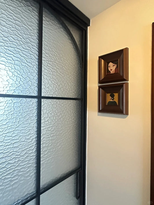 Rothnow French Style Aluminum Sliding Door with clear glass, slim frame, 16x45 series, ideal for bathroom or room entry.