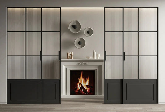 Rothnow French Style Aluminum Sliding Door with clear glass, 16x45 series slim frame, white finish, for living room.