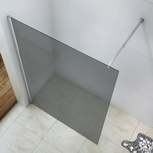 Rothnow® fixed shower door with tinted glass, 800mm wide by 2200mm tall, featuring a sleek black frame and modern design.