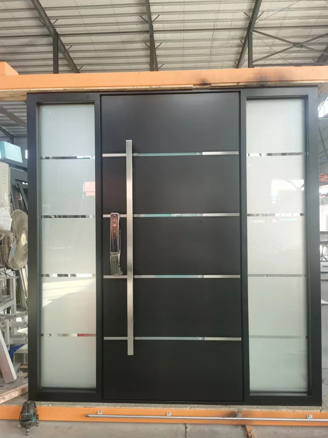 Rothnow stainless steel front and entrance swing door with brown finish, 800mm wide, 2100mm high, 150mm wall thickness