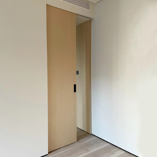 Rothnow Wooden Door composite veneer, 800mm wide by 2100mm tall, with 150mm wall thickness, natural wood finish.