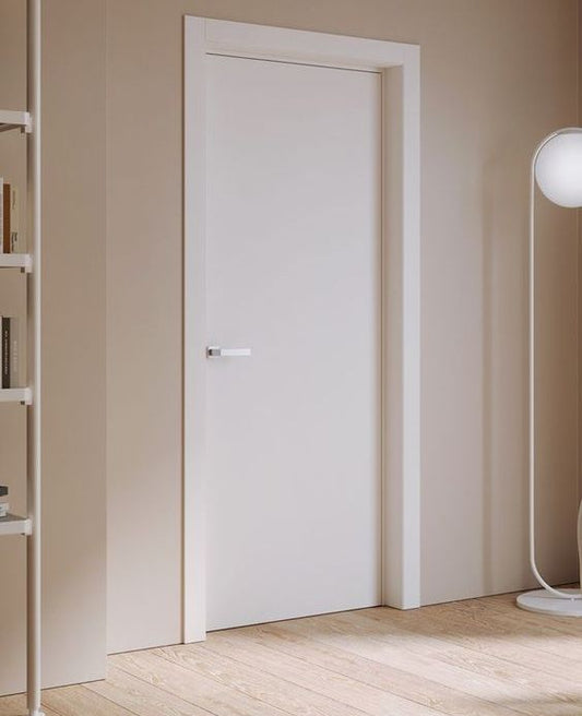 Rothnow® lacquered wooden door, 800mm wide and 2100mm high, with white finish and 150mm wall thickness, ideal for interior use