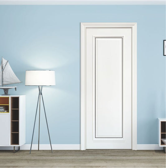 Rothnow® wooden door with white lacquer finish, 800mm wide, 2100mm high, 150mm wall thickness, modern door design.