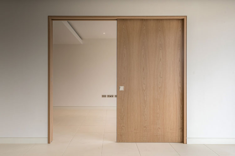 Rothnow® wooden door with lacquer finish, white lacquered pocket door, 800mm wide, 2100mm high, suitable for interior use