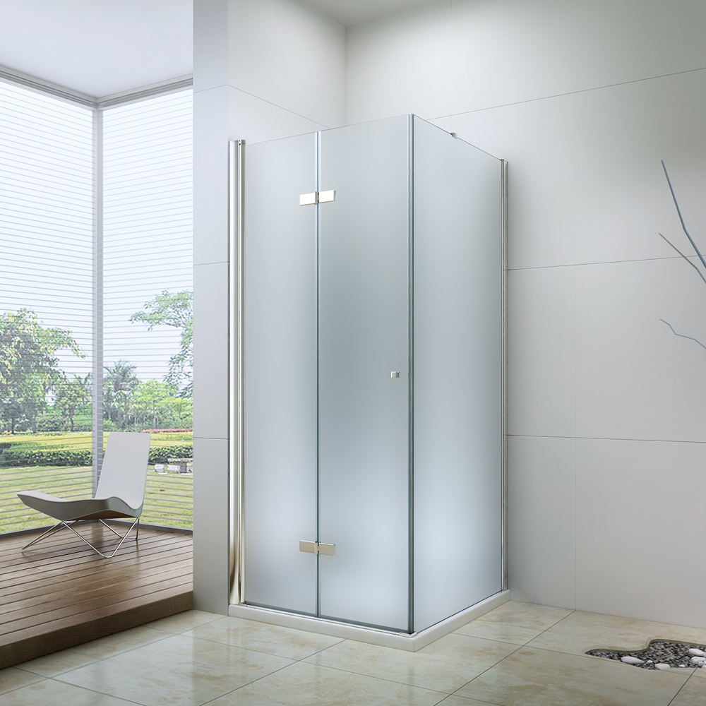 Rothnow® shower panel with black folding and fixed shower doors, 900mm width, 2200mm height, modern design.