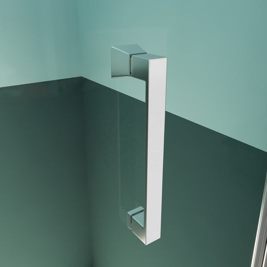 Black Rothnow® hinged shower door with frame, 900mm wide and 2200mm high, featuring a sleek, modern design for bathroom showers.