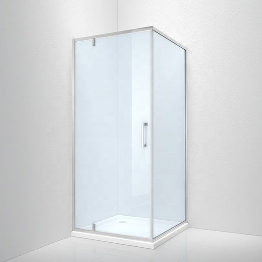 Rothnow® black shower panel with pivot shower door, one fixed panel and one pivot door, for modern bathroom shower enclosure