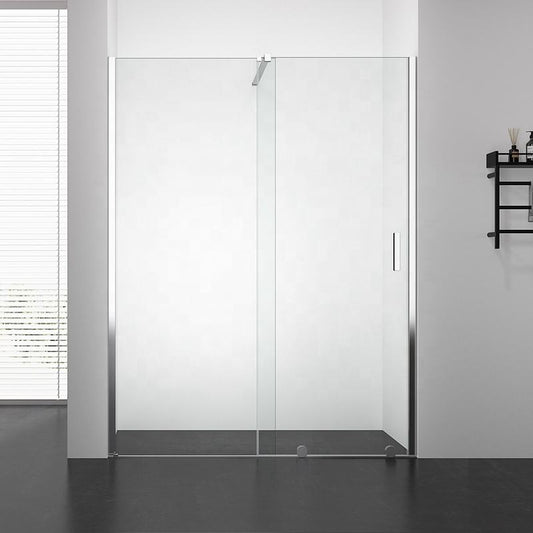 Rothnow® frameless glass sliding shower door with black frame, 900mm wide and 2200mm high, for modern bathroom showers.