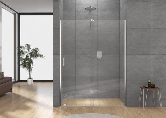 Rothnow® black sliding shower door with minimalist design, 900mm width and 2200mm height, for modern shower panels.