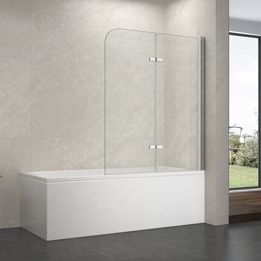 Rothnow® double-panel black shower door for walk-in bathtub, glass panels with sleek design, modern bathroom fixture