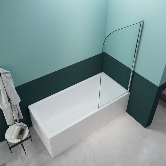 Black Rothnow shower panel with walk-in bathtub shower door, featuring a single fixed glass panel for modern bathroom use.