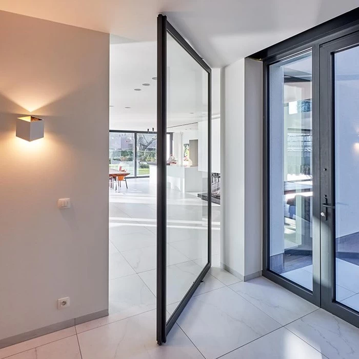 Rothnow® oversized aluminum pivot door in black, 46 Series, measuring 900mm wide by 2200mm high, modern and sleek design.