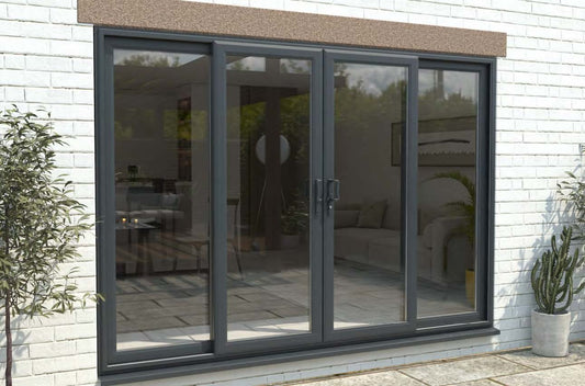 Rothnow Vinyl Sliding UPVC Door in black, measuring 900mm wide by 2200mm high, with sleek design and durable construction.