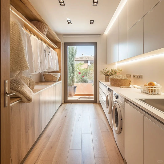 Black Rothnow Laundry Cabinet RNLC03 with custom size, featuring a sleek design and practical storage for laundry room organization.