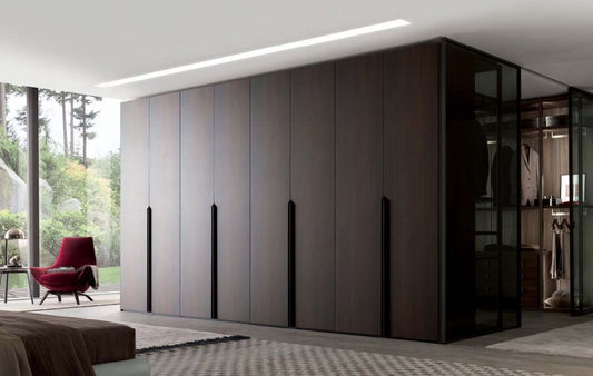 Rothnow Wardrobe RNWC01 swing door closet with black finish and customizable size, showcasing sleek wardrobe design and sturdy construction.
