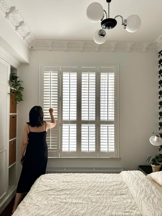 Rothnow Wooden Window RNWW02 solid wood shutter with black finish, custom-sized window shutter made of durable wood.