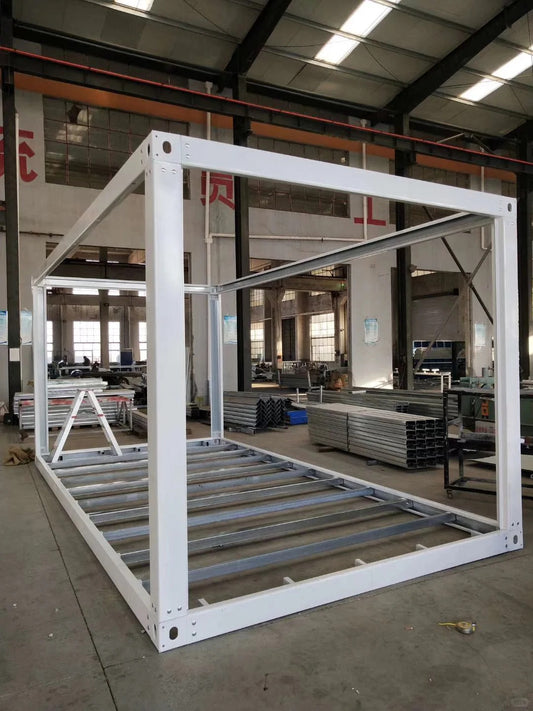 Black Rothnow Prefab House RNPH04 flat pack steel structure building, showing the assembled modern modular house design.
