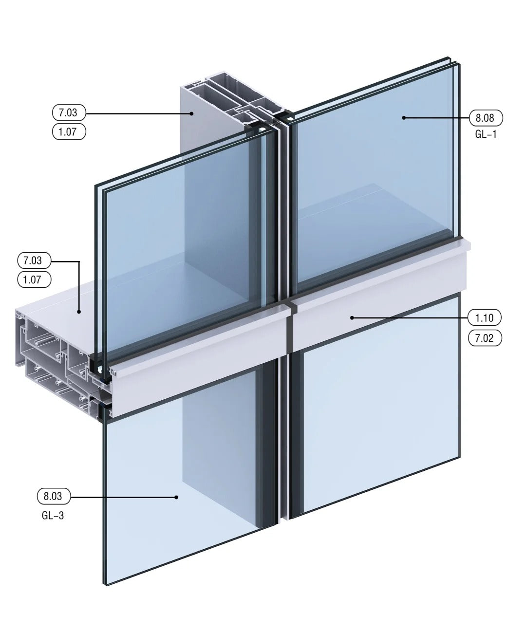 Rothnow® Glass Curtain Wall-RNGC04-Exposed Frame Glass Curtain Wall