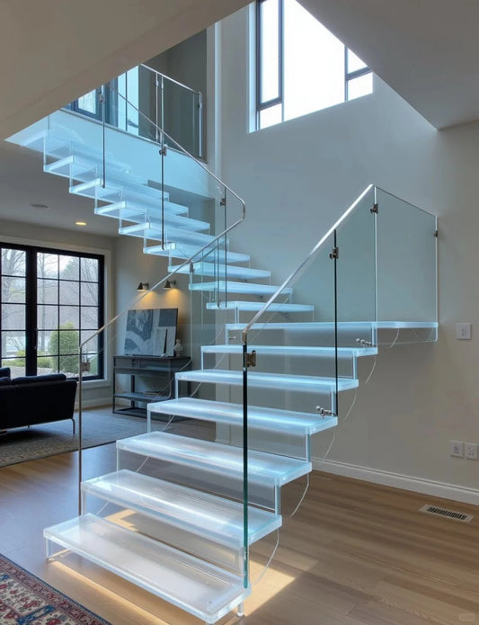 Rothnow® Straight Staircase-RNSS02-Glass Straight Staircase