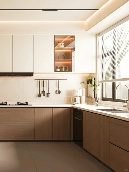 Rothnow® Kitchen Cabinets-RNKC03- Laminated Finish Kitchen Cabinet