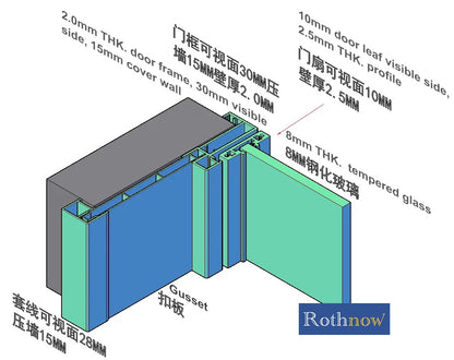 Rothnow® French Style Swing Door - 16x45 Series Slime Frame Door With Lattice Decoration