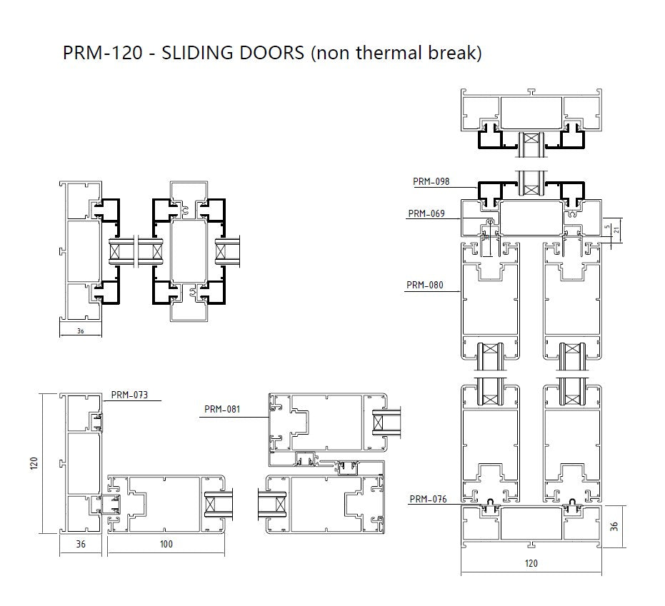 Rothnow® Single Glass Aluminum Door - 120 Series Sliding Door