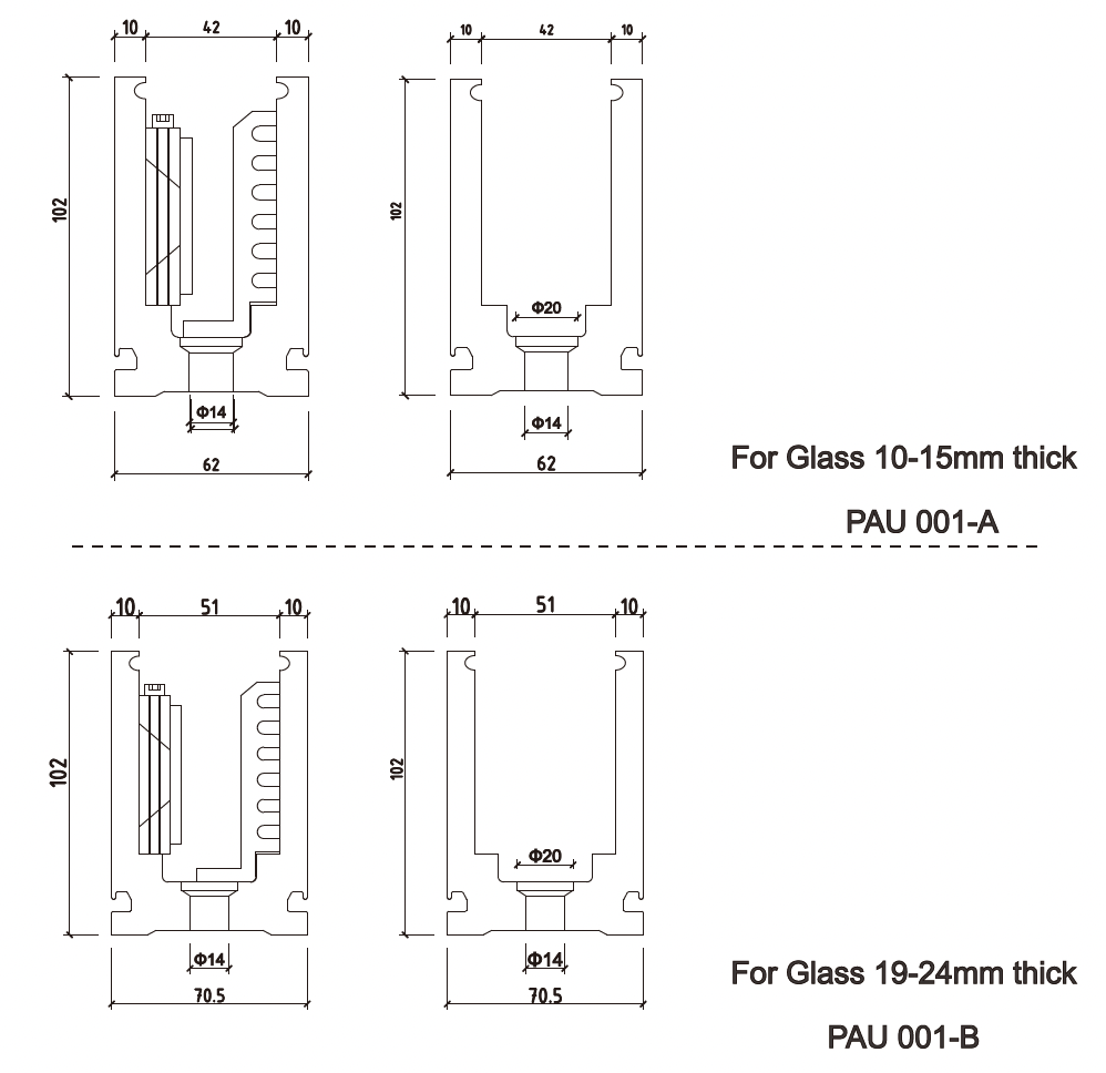 Rothnow® ガラス手すり-RNGR01-Uチャンネルガラス手すり