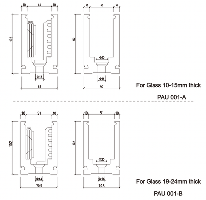 Rothnow® ガラス手すり-RNGR01-Uチャンネルガラス手すり