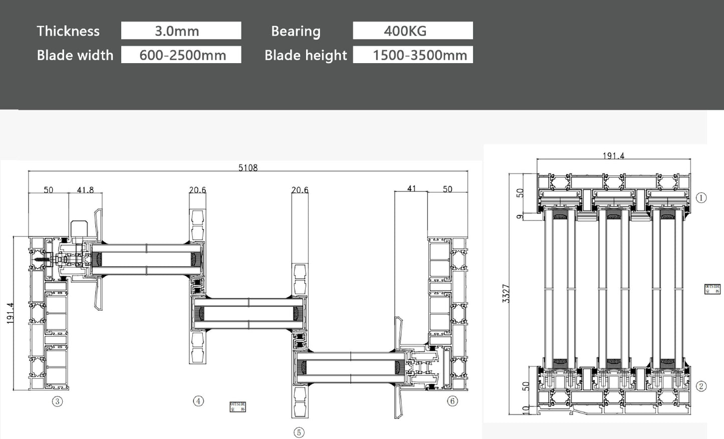 Rothnow® Hurricane Proof Aluminum Door - 125 Series Heavy sliding door