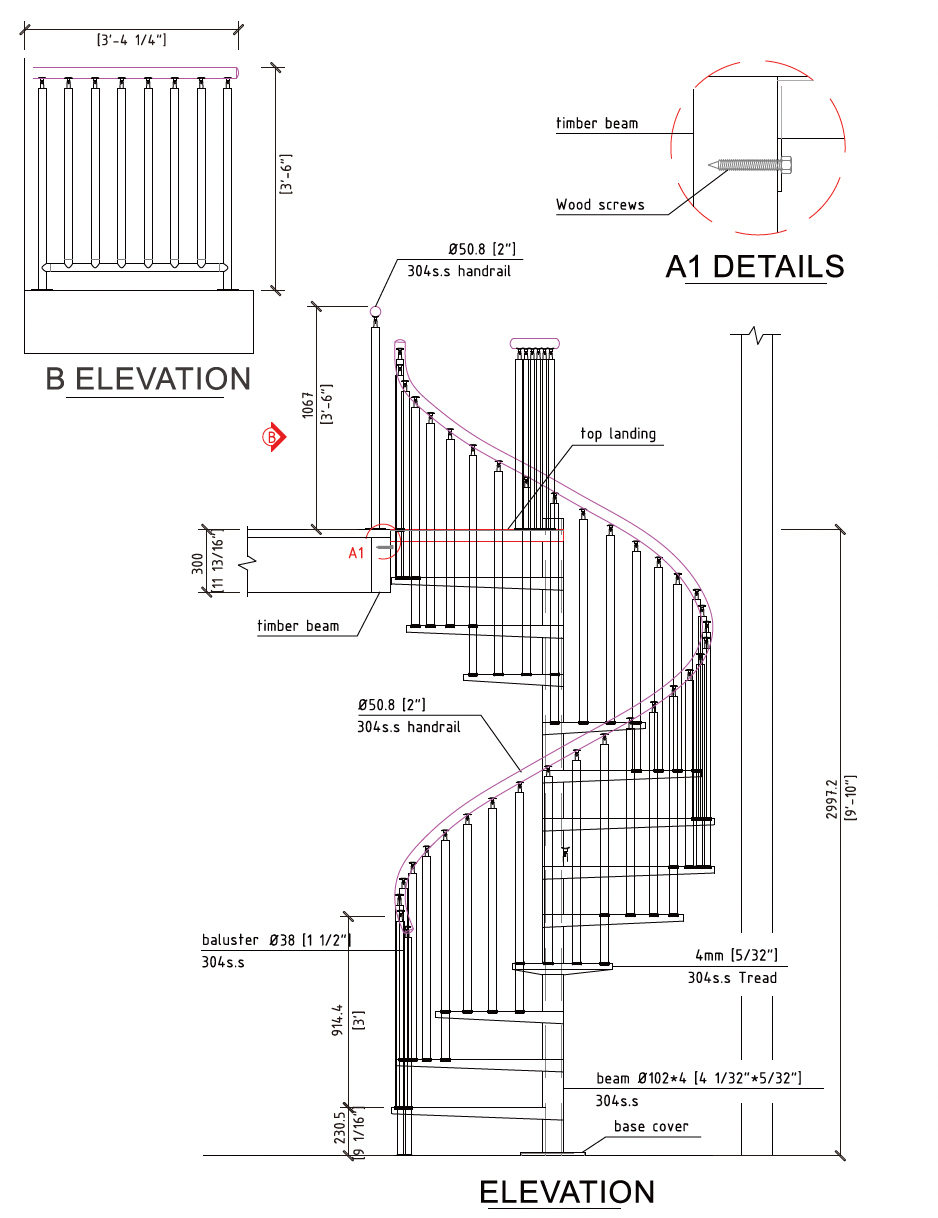 Rothnow® Spiral Staircase-RNSS07-Outdoor Carbon Steel Spiral Staircase