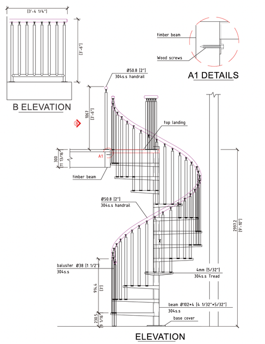 Rothnow® Spiral Staircase-RNSS07-Outdoor Carbon Steel Spiral Staircase