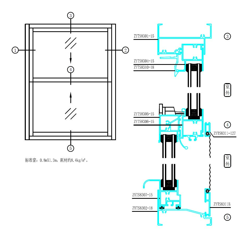 Rothnow® Aluminum Window - 83 Series Double Hung Window-Black