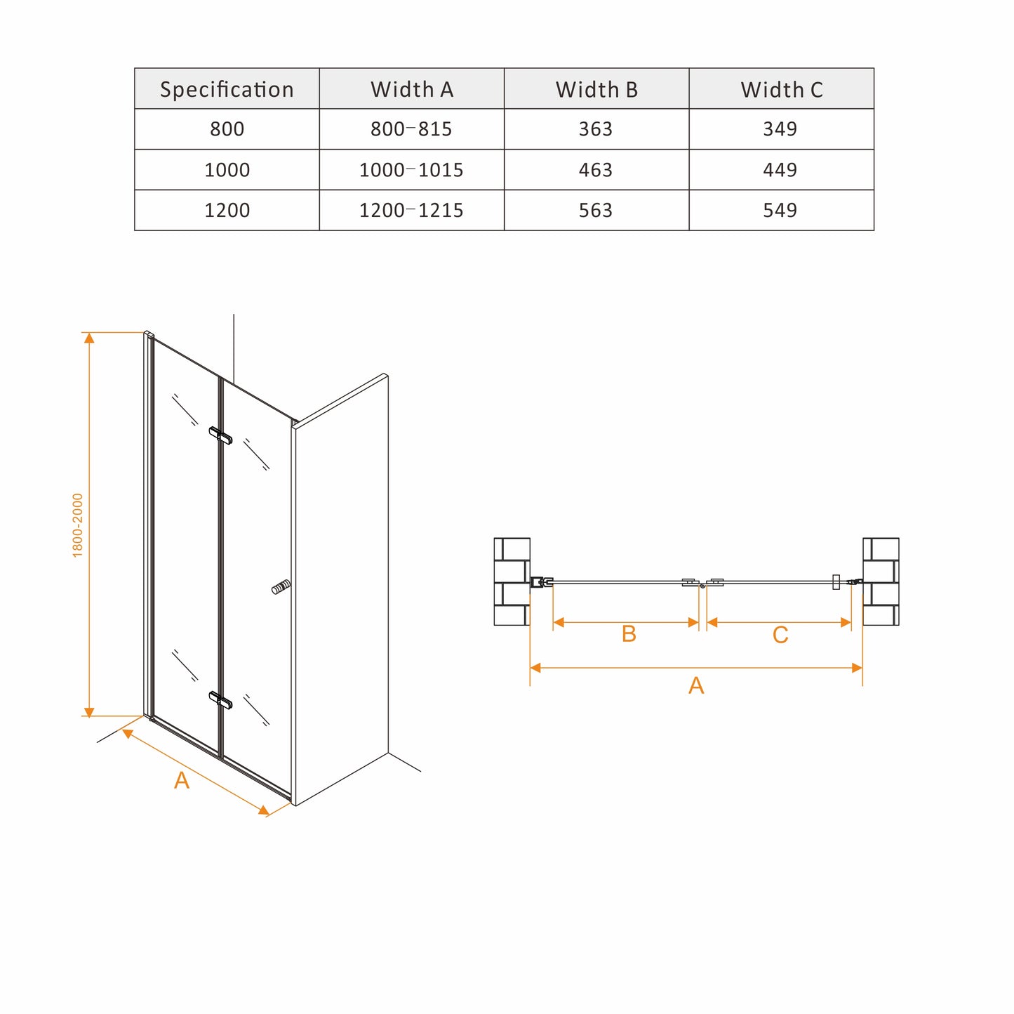 Rothnow® Shower Panel-Folding Shower Door-Double Folding Door