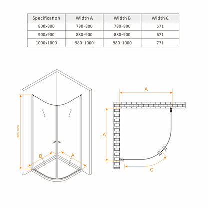 Rothnow® Shower Panel-Hinged Shower Door-Double Curved Door