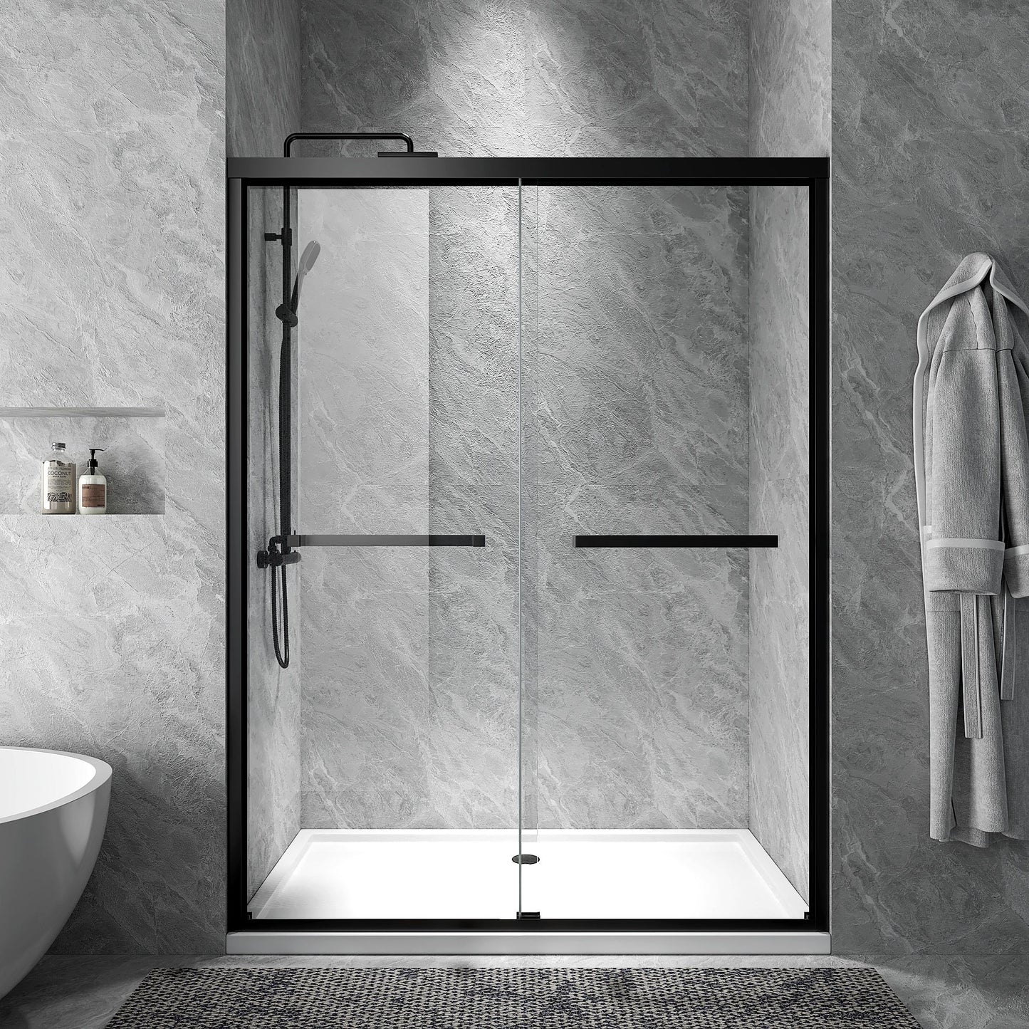 Rothnow® Shower Panel-Sliding Shower Door-Black Profile