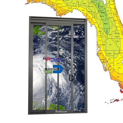 Rothnow® Miami Dade Certification Hurricane Proof Aluminum Door - 150 Series Sliding Door