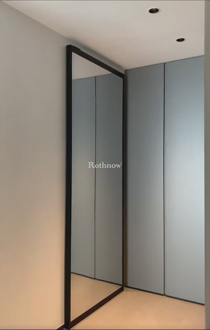 Rothnow® Aluminum Door - 7x45 Series Slim Frame Ghost Door-Mirrored Glass