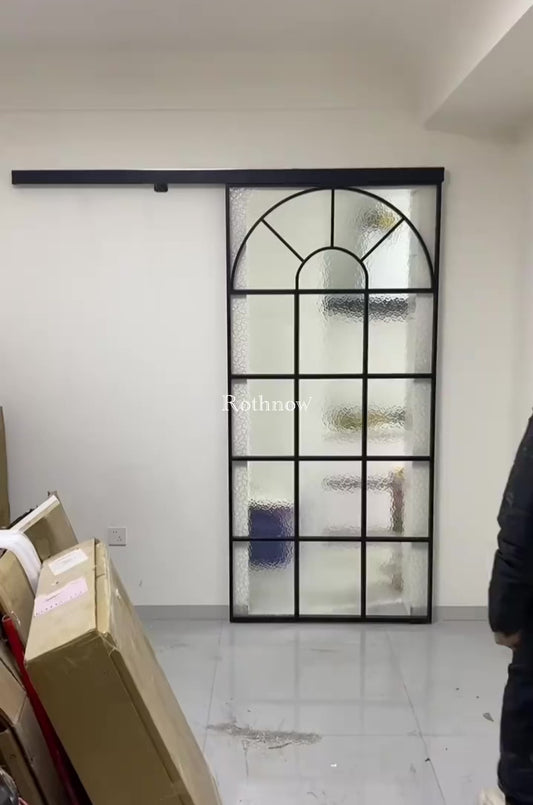 باب ألمنيوم على الطراز الفرنسي من Rothnow® - باب حظيرة بإطار نحيف مقاس 16x45 - باب غرفة المعيشة